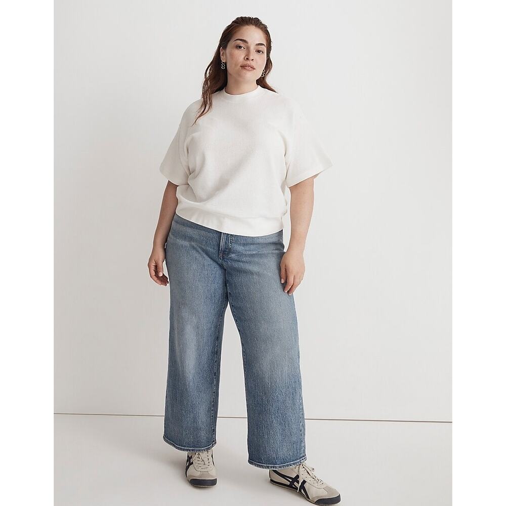 Madewell Women's Size XL NEW White Waffle Mock Neck Tee NWT $52